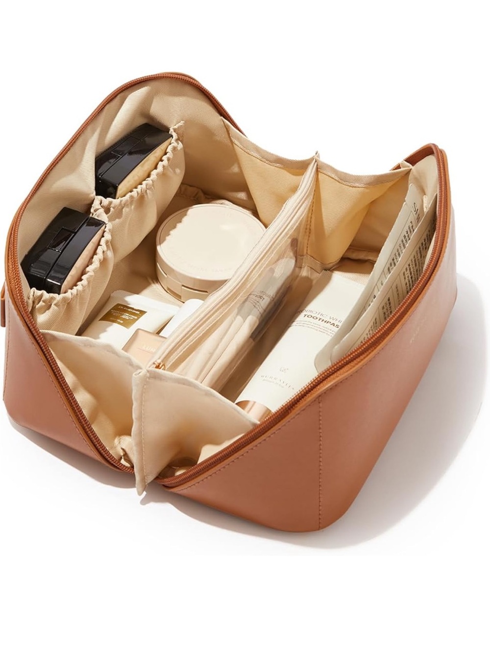Tan Cosmetic Train Case
